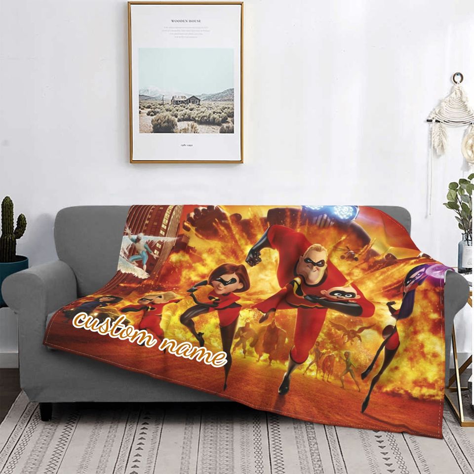 Custom Name Blanket Disney The Incredibles Tapestry Personalized Blankets Birthday Gift Customized DIY
