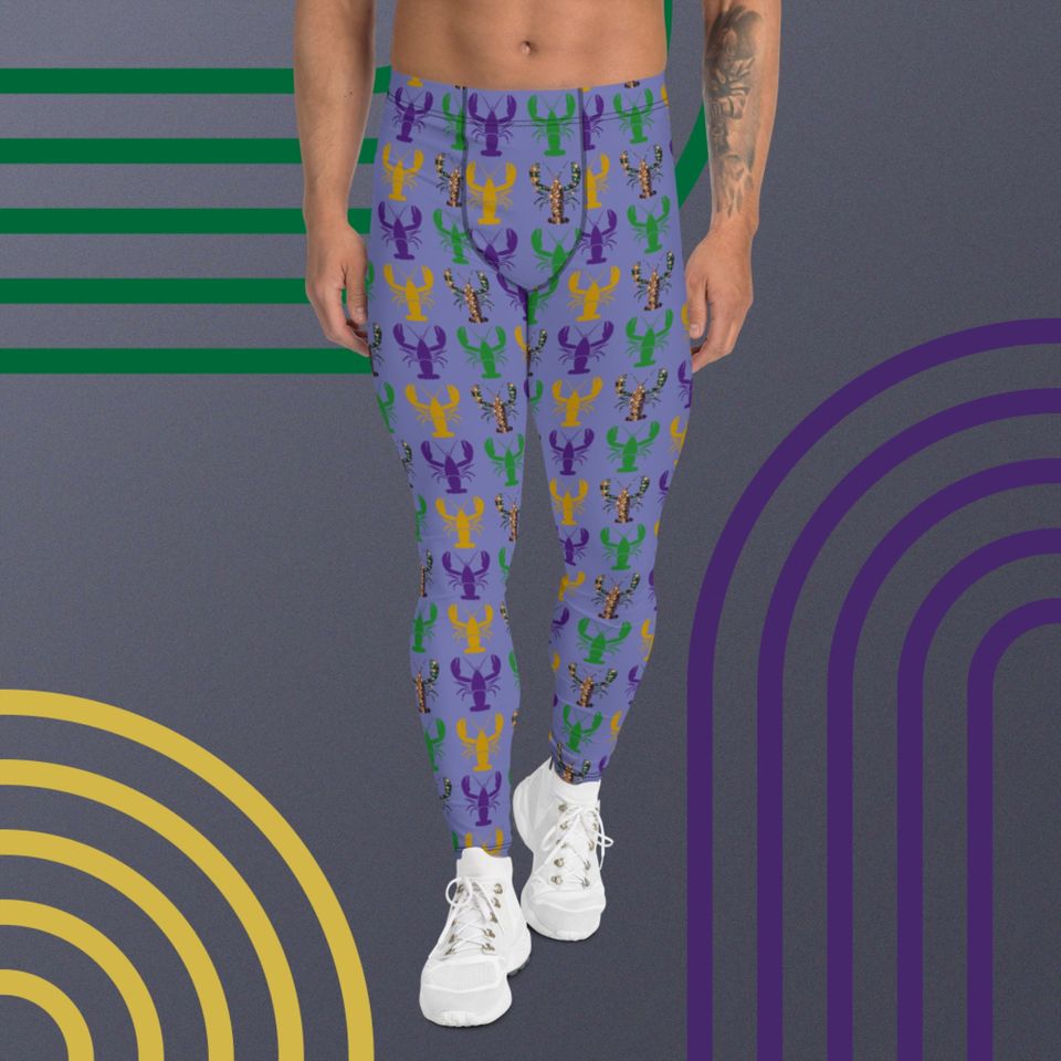 Mardi Gras Men's Leggings | Crawfish Bead Pattern | Mardi Gras Outfit