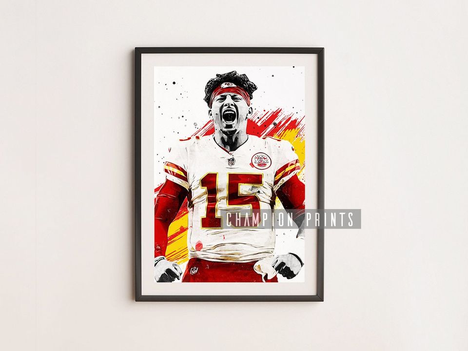 Patrick Mahomes Poster, Kansas City Chiefs Print, Kids gift, Gym, Man Cave Decoration, Basement, Boys Playroom Decor, Football Poster