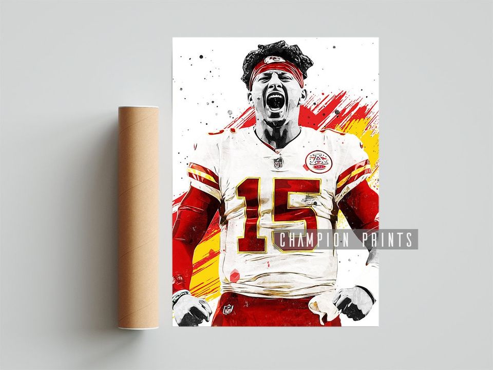 Patrick Mahomes Poster, Kansas City Chiefs Print, Kids gift, Gym, Man Cave Decoration, Basement, Boys Playroom Decor, Football Poster