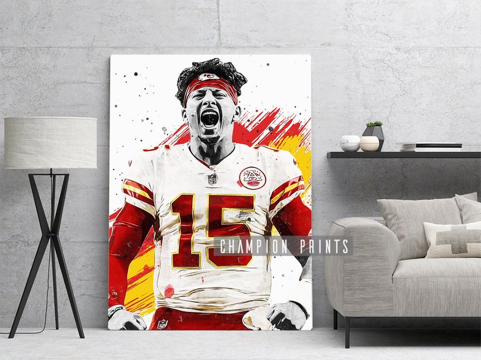 Patrick Mahomes Poster, Kansas City Chiefs Print, Kids gift, Gym, Man Cave Decoration, Basement, Boys Playroom Decor, Football Poster