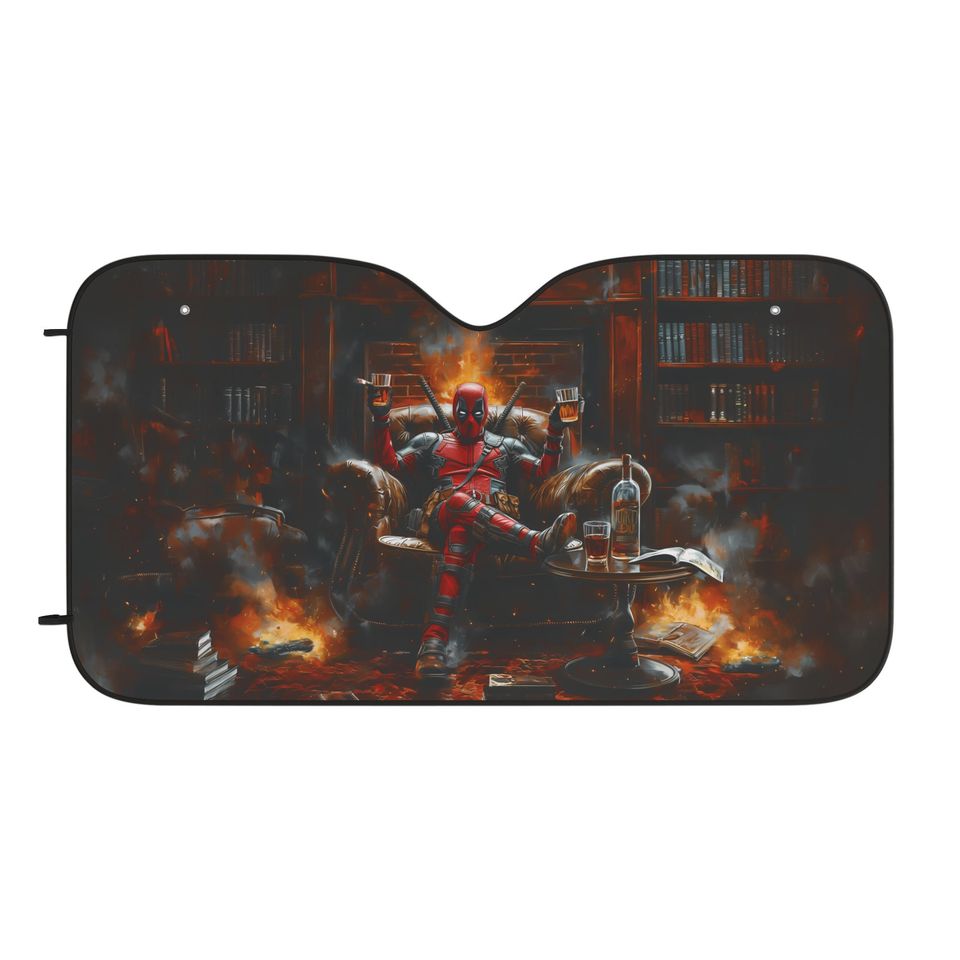 Deadpool Lounging Car Sun Shades