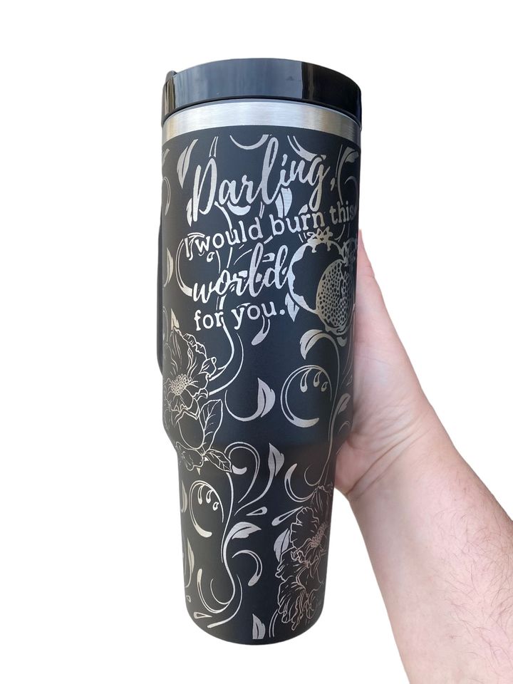 Darling I Would Burn the World For you Tumbler- Hades & Persephone Love Book Engraved Tumbler - Booktok Engraved Cup - Engraved Cup