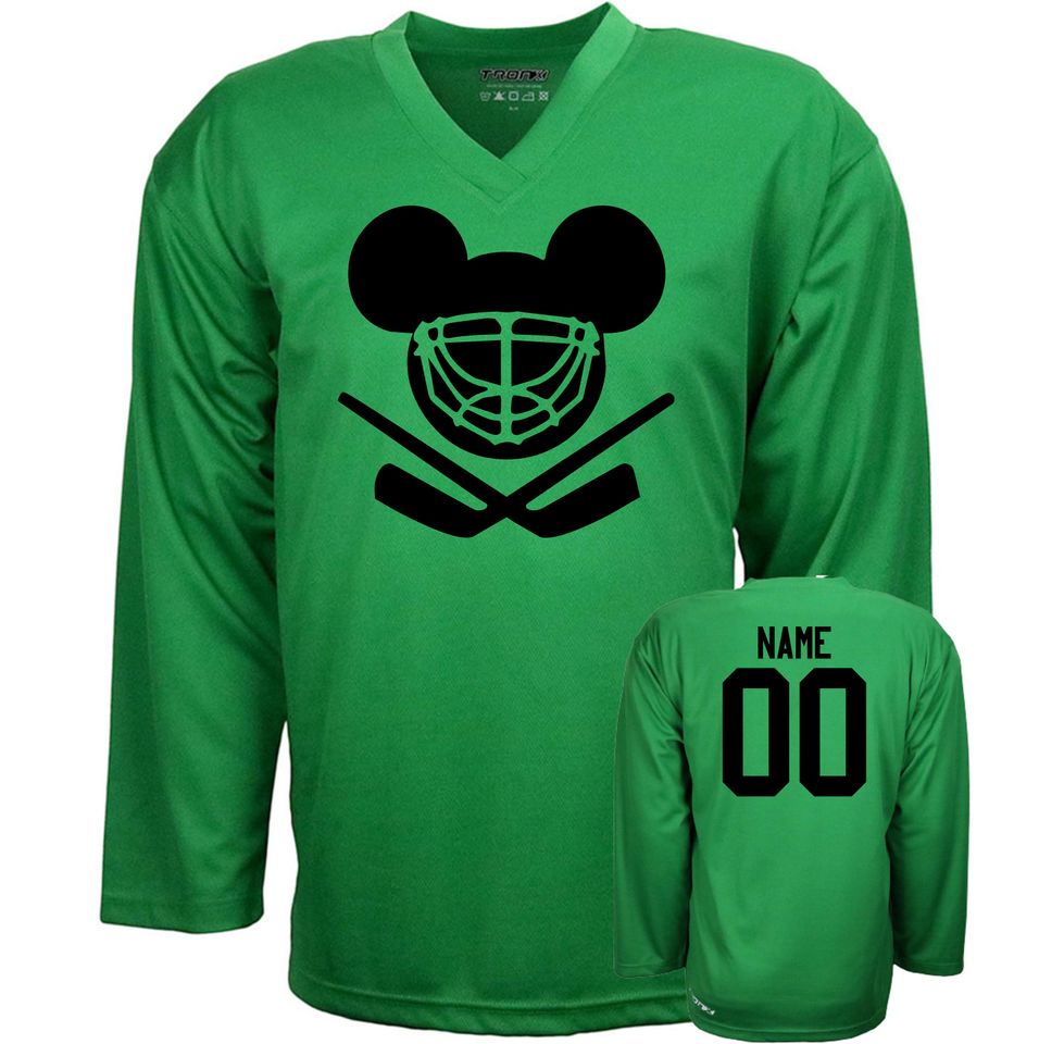 Customizable Mouse Ears Helmet Ice Hockey Jersey with Name and Number on the back