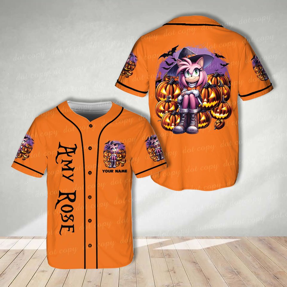 Custom Sonic the Hedgehogg Halloween Baseball Jersey Personalized Sonic Shirt