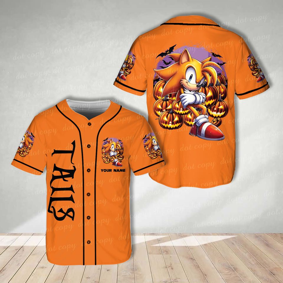 Custom Sonic the Hedgehogg Halloween Baseball Jersey Personalized Sonic Shirt