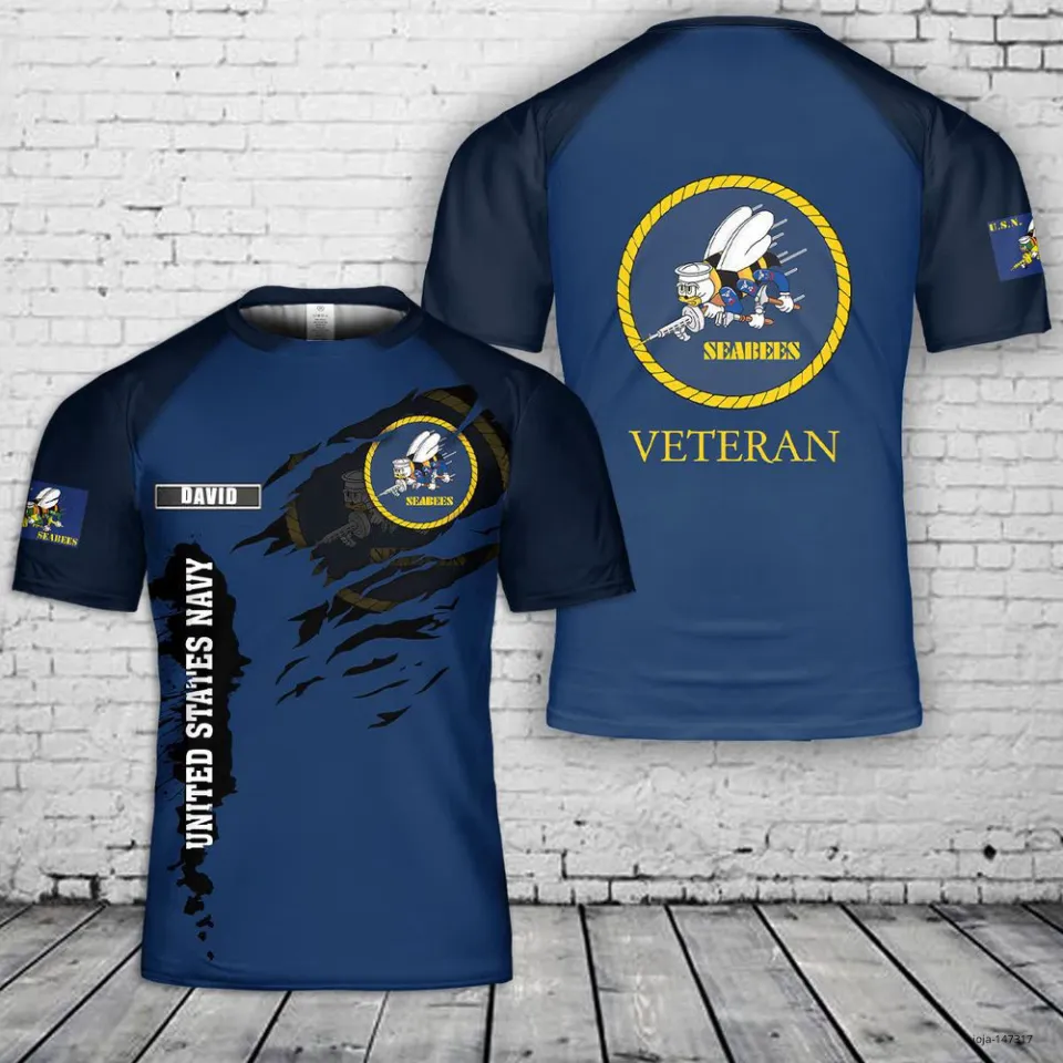 Custom Name US SEABEES Naval Construction Force (NCF) Veteran T-Shirt Military