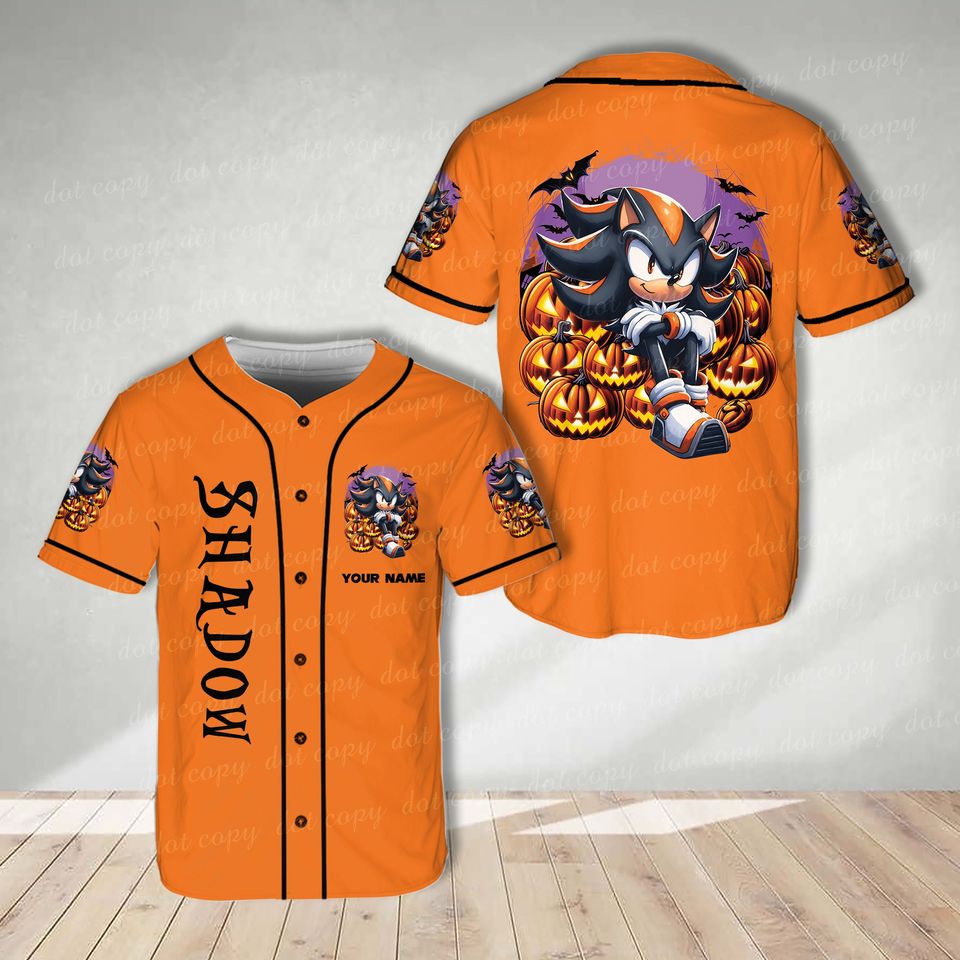 Custom Sonic the Hedgehogg Halloween Baseball Jersey Personalized Sonic Shirt