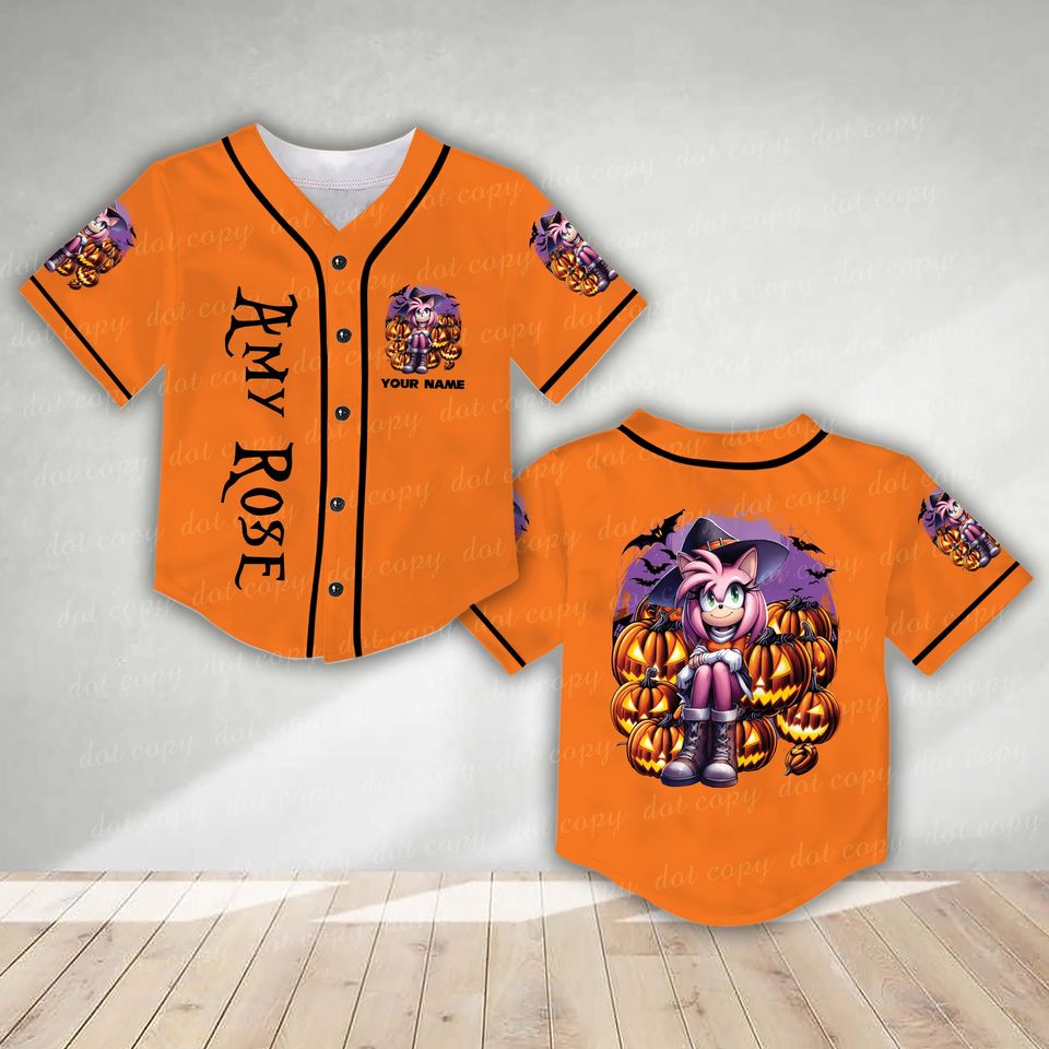 Custom Sonic the Hedgehogg Halloween Baseball Jersey Personalized Sonic Shirt