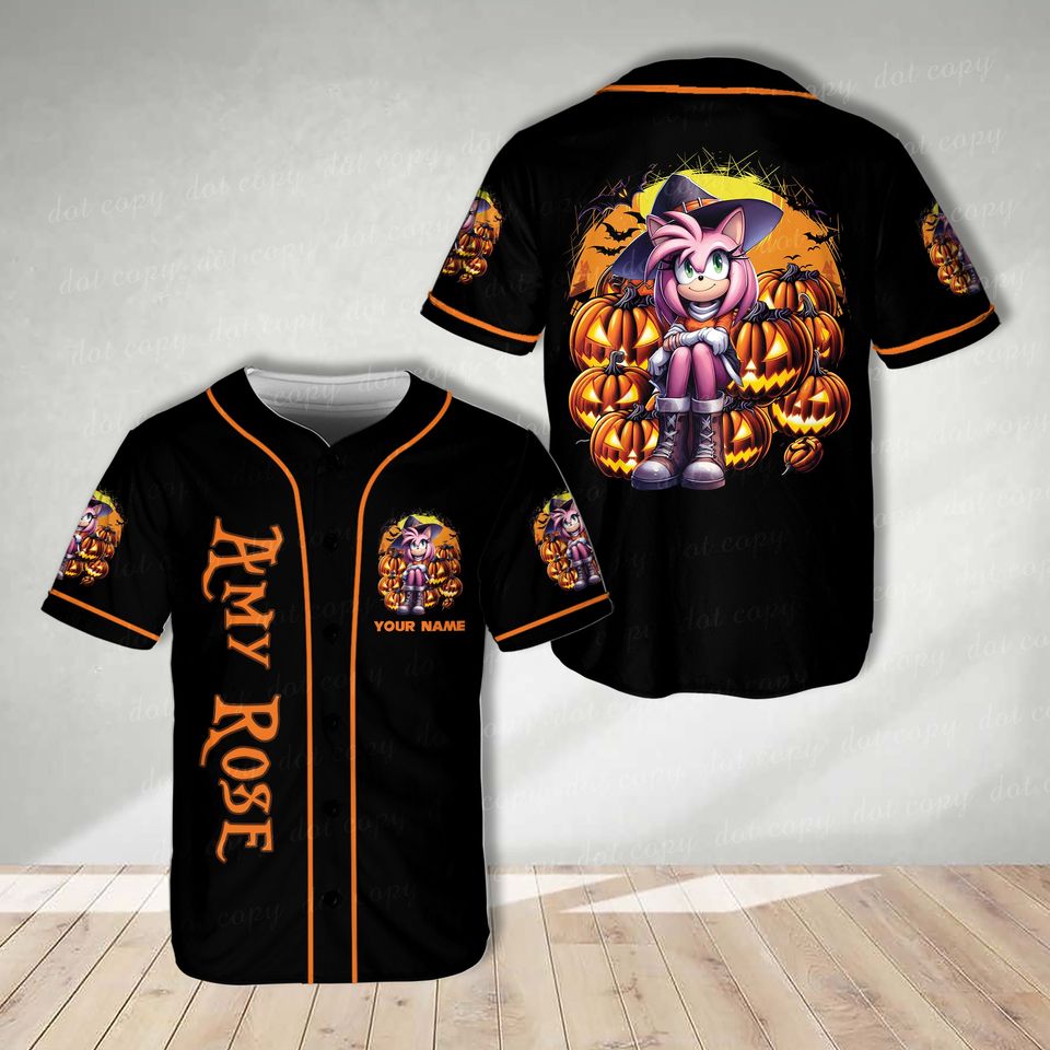 Custom Sonic the Hedgehogg Halloween Baseball Jersey Personalized Sonic Shirt