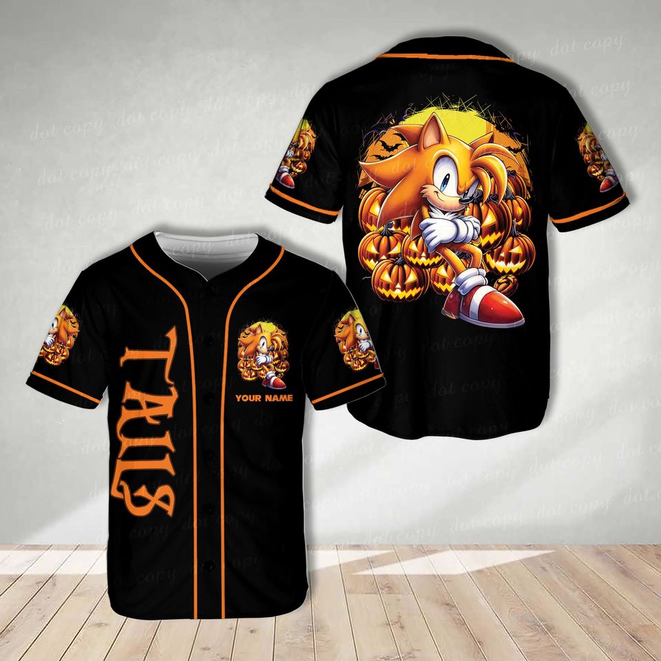 Custom Sonic the Hedgehogg Halloween Baseball Jersey Personalized Sonic Shirt