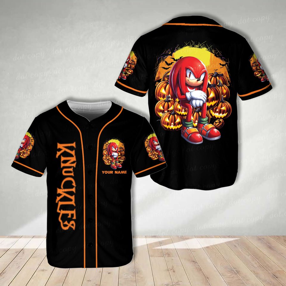 Custom Sonic the Hedgehogg Halloween Baseball Jersey Personalized Sonic Shirt
