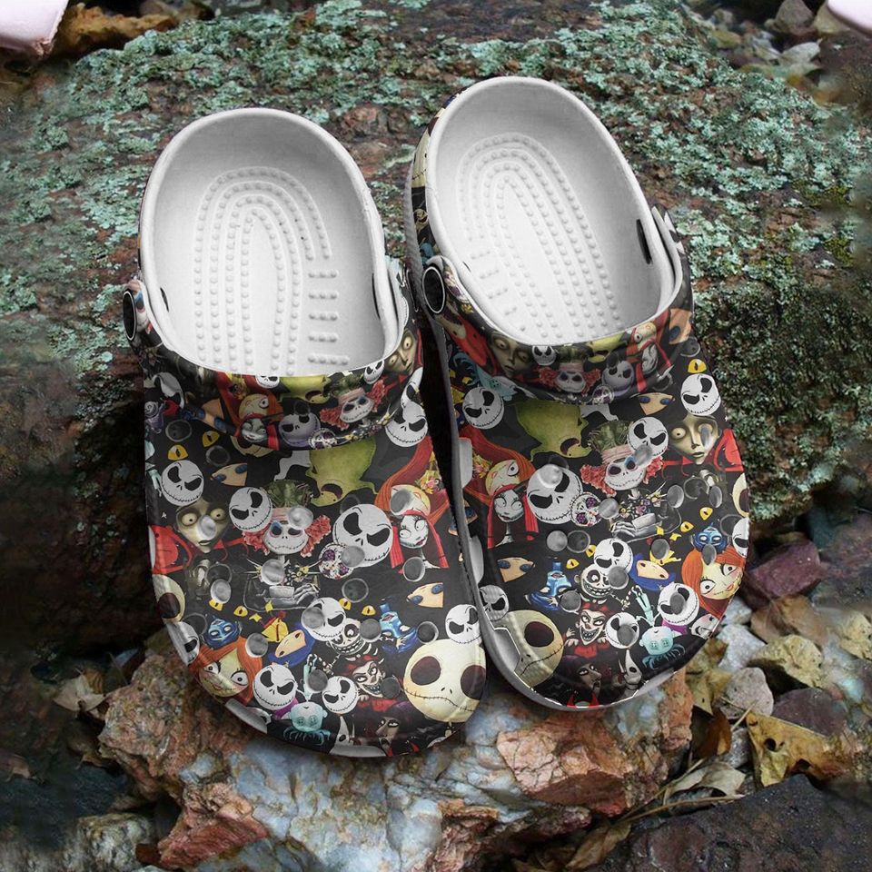 Jack Skellington And Sally Face Pattern Clogs, Jack And Sally Clogs