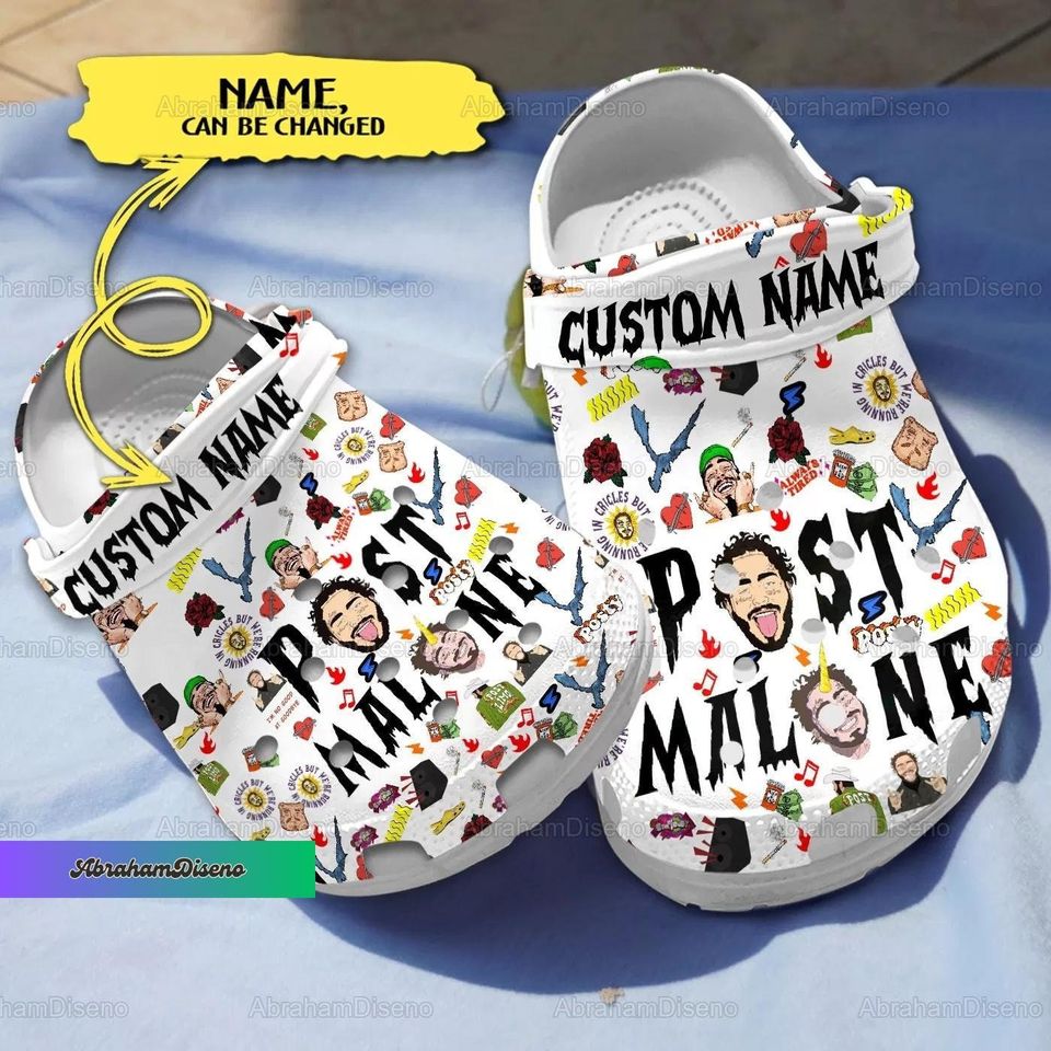 Post Malone Clogs, Custom Post Malone Shoes, Post Malone Sandals, Post Malone Tour Summer Shoes, Post Malone Fan Gift