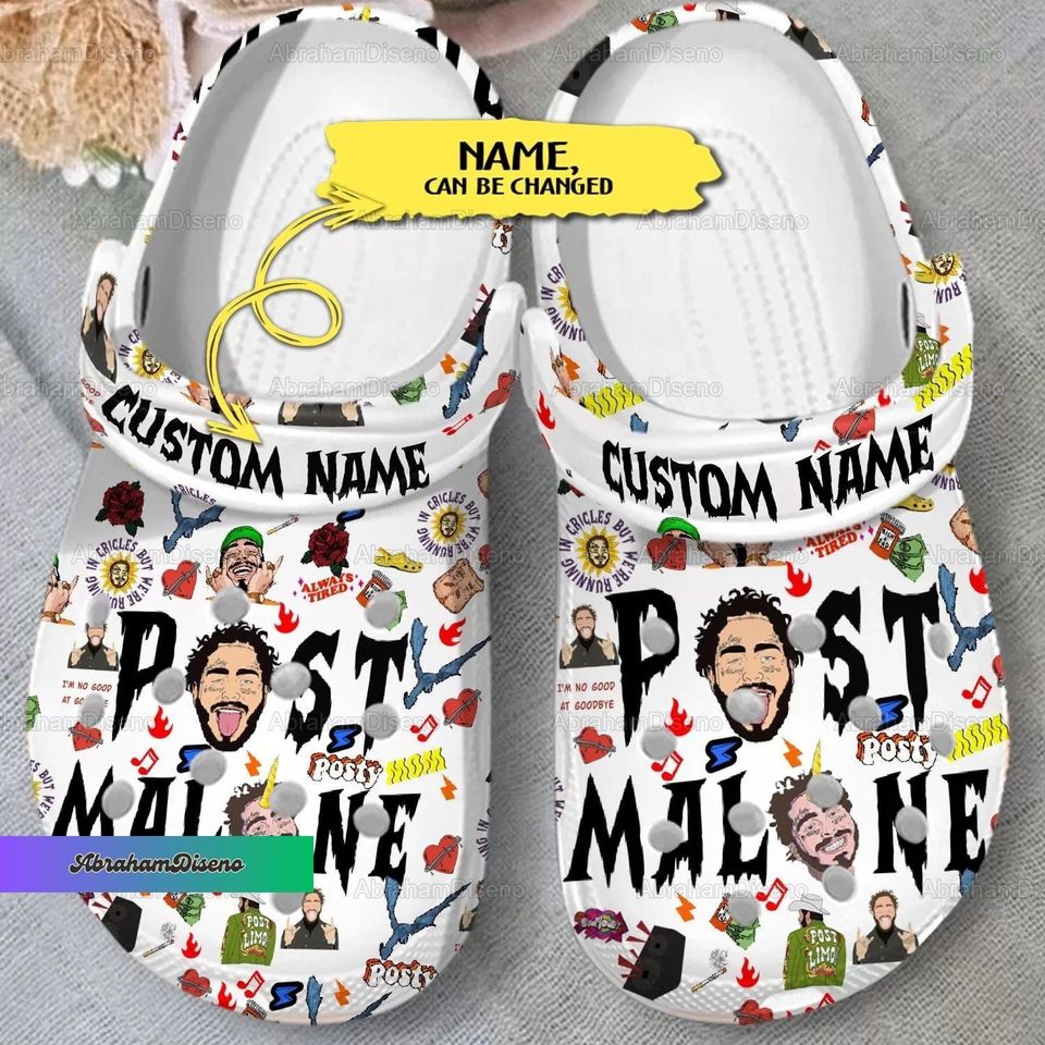 Post Malone Clogs, Custom Post Malone Shoes, Post Malone Sandals, Post Malone Tour Summer Shoes, Post Malone Fan Gift