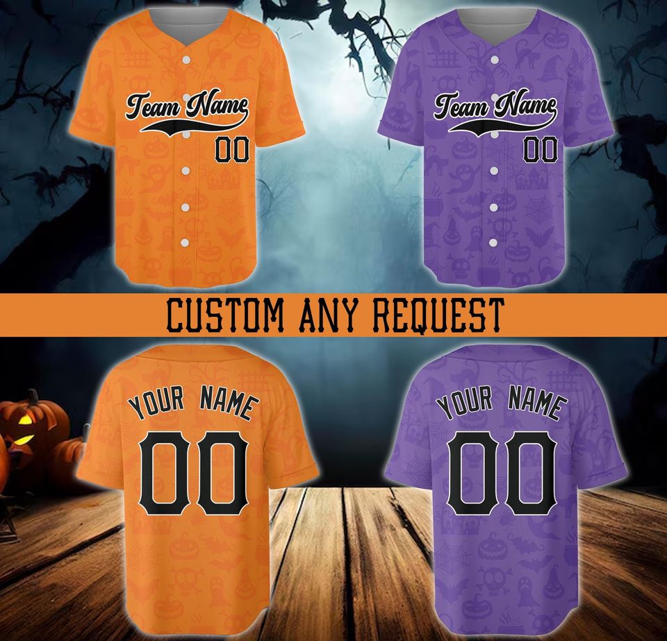 Personalized Halloween Baseball Jersey, Custom Name Spooky Season