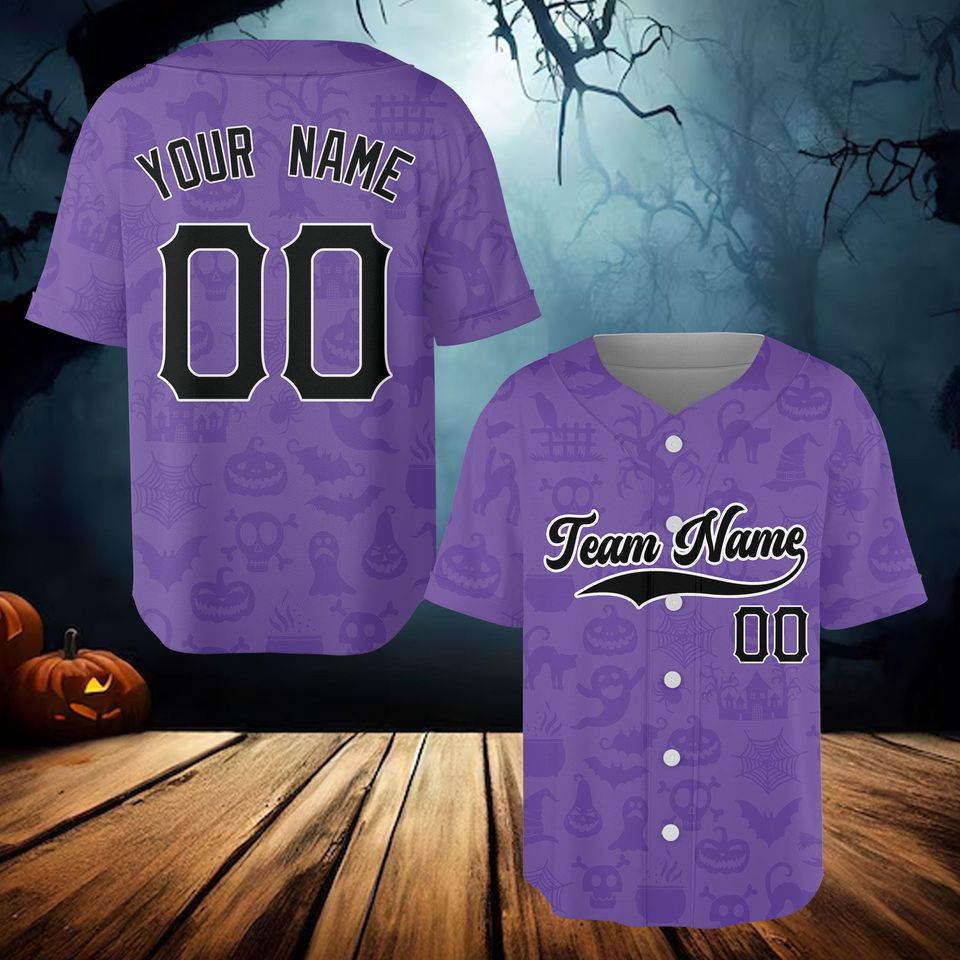 Personalized Halloween Baseball Jersey, Custom Name Spooky Season