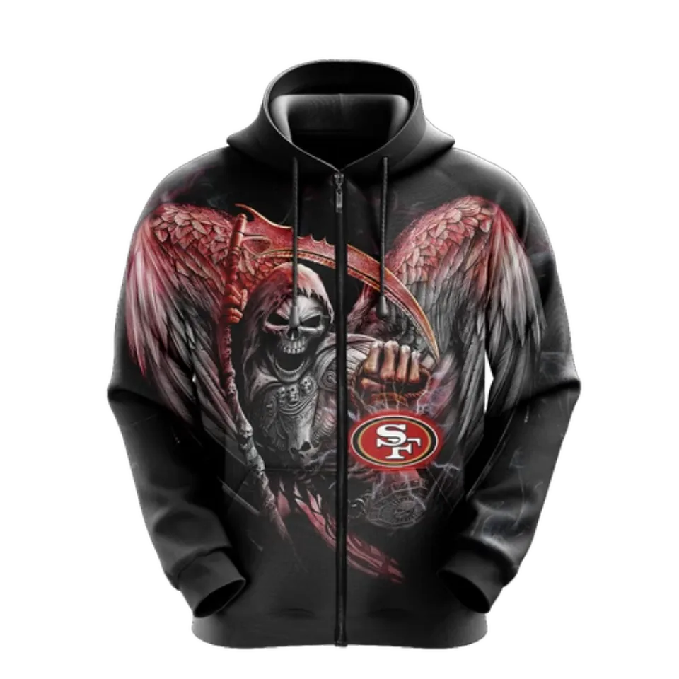 San Francisco 49ers Men Full Zip Hoodie Jacket Sports Hooded Sweatshirt Coat Top