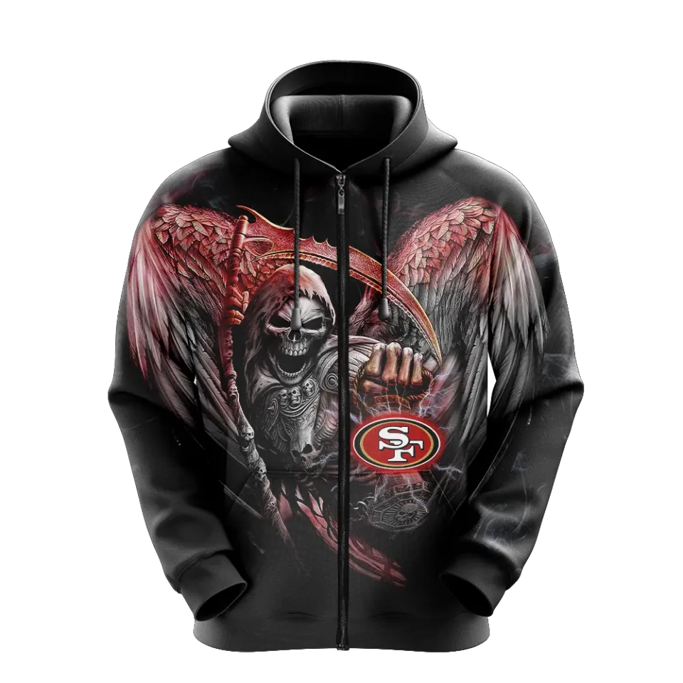 San Francisco 49ers Men Full Zip Hoodie Jacket Sports Hooded Sweatshirt Coat Top
