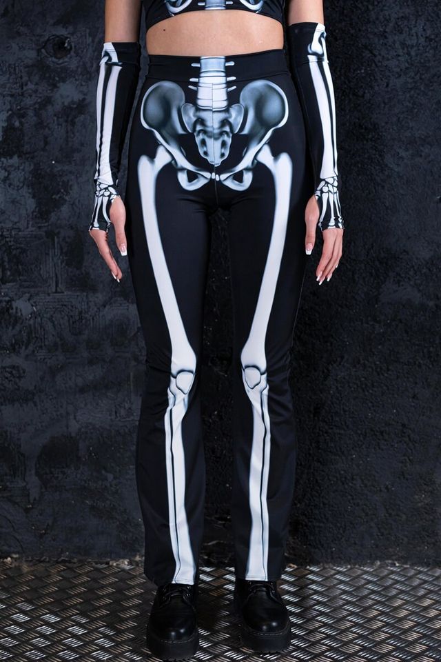 Skeleton Flare Pants, Halloween pants, skeleton flare leggings