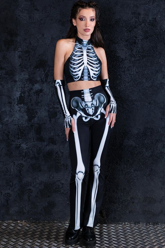 Skeleton Flare Pants, Halloween pants, skeleton flare leggings