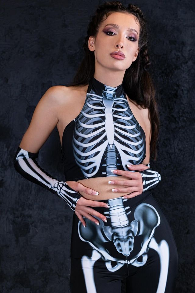 Skeleton Flare Pants, Halloween pants, skeleton flare leggings
