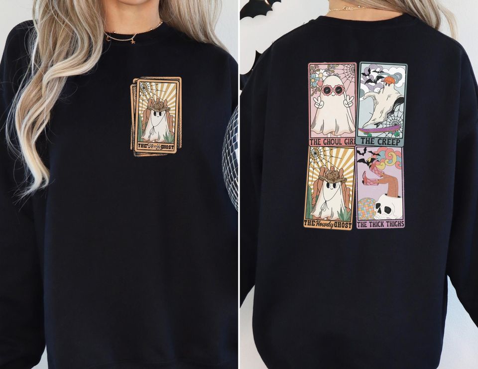 Halloween Back and Front Sweatshirt, Gildan, Halloween Sweatshirt