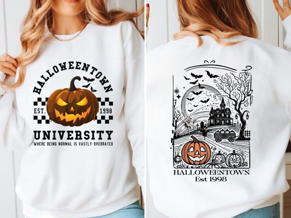 Halloweentown 1998 Back and Front Sweatshirt, Retro Halloween Town
