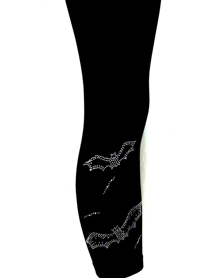 Plus Size Black Capri Length Leggings Embellished All Rhinestone Spider In Web