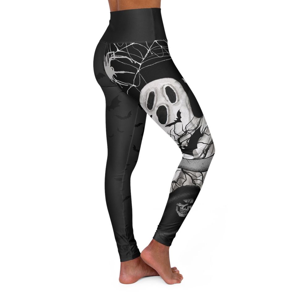 Halloween High Waisted Yoga Leggings, Ghost leggings