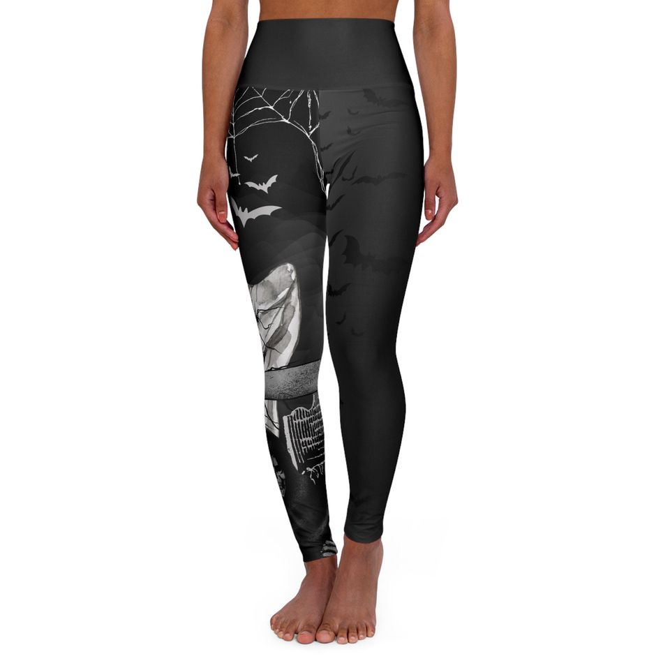 Halloween High Waisted Yoga Leggings, Ghost leggings