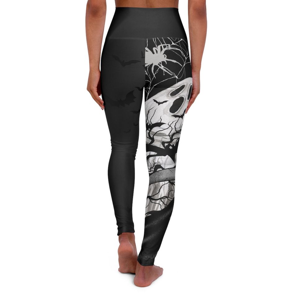 Halloween High Waisted Yoga Leggings, Ghost leggings