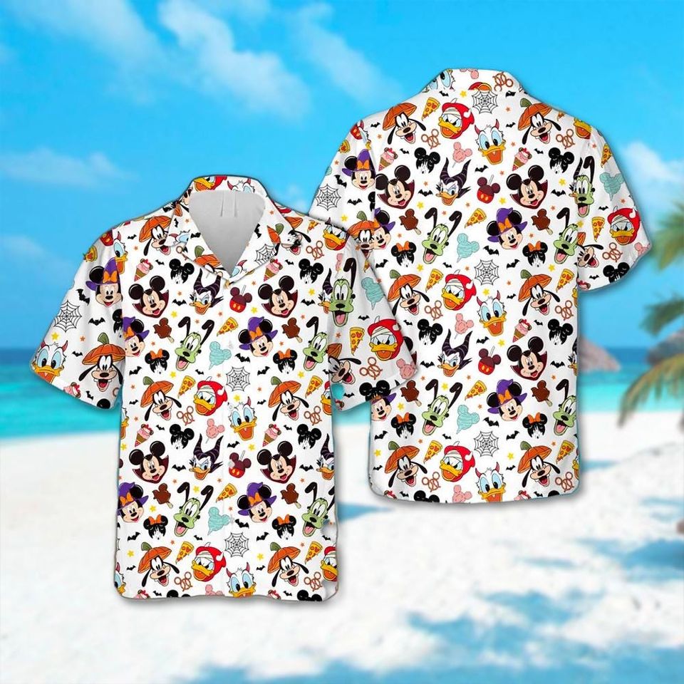 Mickey Mouse Halloween Hawaiian Shirt, Minnie Goofy Donald Halloween Hawaii Shirt, Trick or Treat Button Up Shirt, Magic Kingdom Tee