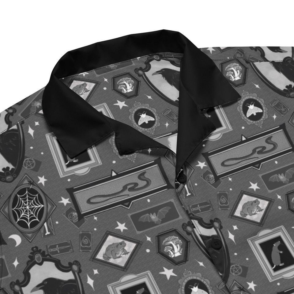 Gothic Animal Gallery Unisex button shirt, Spooky Season Button Down