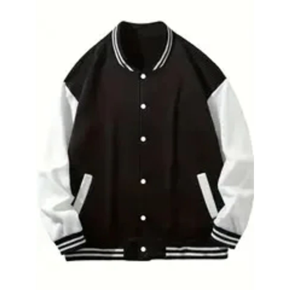 Men's Basketball Varsity Jacket - Color Block Button Up Spring/Fall Baseball Jacket