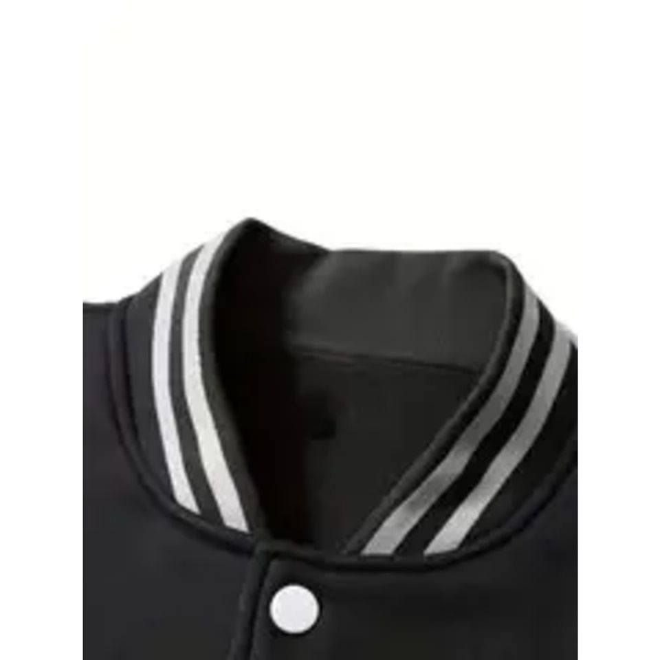 Men's Basketball Varsity Jacket - Color Block Button Up Spring/Fall Baseball Jacket