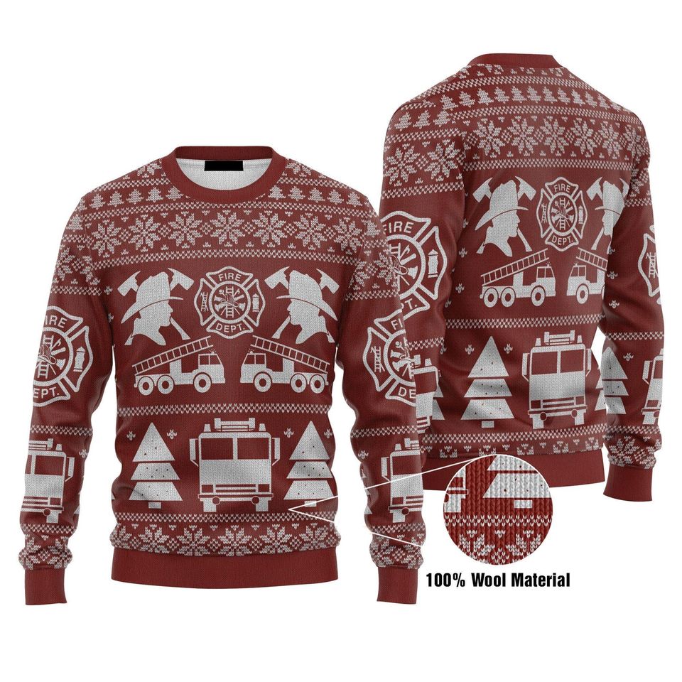 Firefighter Ugly Christmas Sweater, Christmas Ugly Sweater 3D, Family Christmas Ugly Sweater For Men & Women