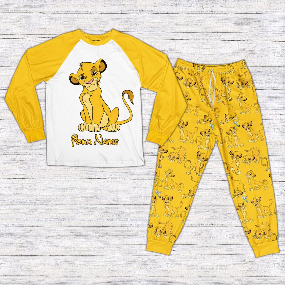 Custom Name Ddisney Matching Family Pajama Sets, Simba Raglan Pajama Sets
