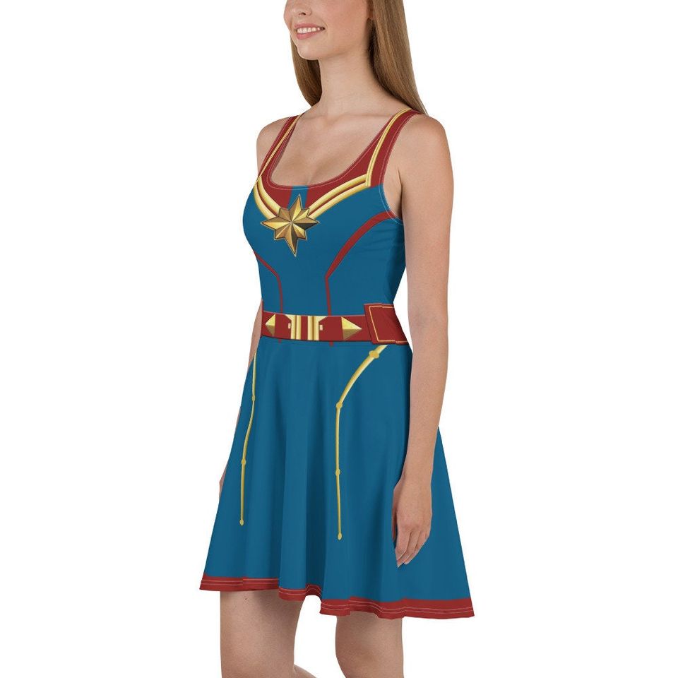 Captain Marvel Inspired Skater Dress