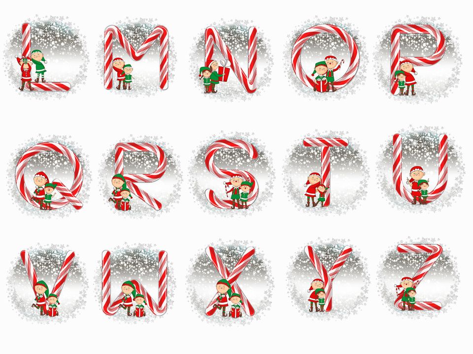 Elf Christmas Ornaments, Personalized Monogram Alphabet Ornament, Candy Cane Custom  Christmas Ornament, Custom Initial Ornament