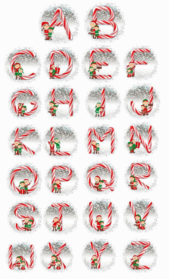 Elf Christmas Ornaments, Personalized Monogram Alphabet Ornament, Candy Cane Custom  Christmas Ornament, Custom Initial Ornament