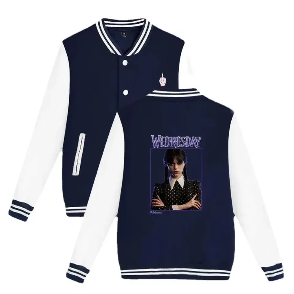 Hot Wednesday Addams Nevermore Academy Button Baseball Jacket