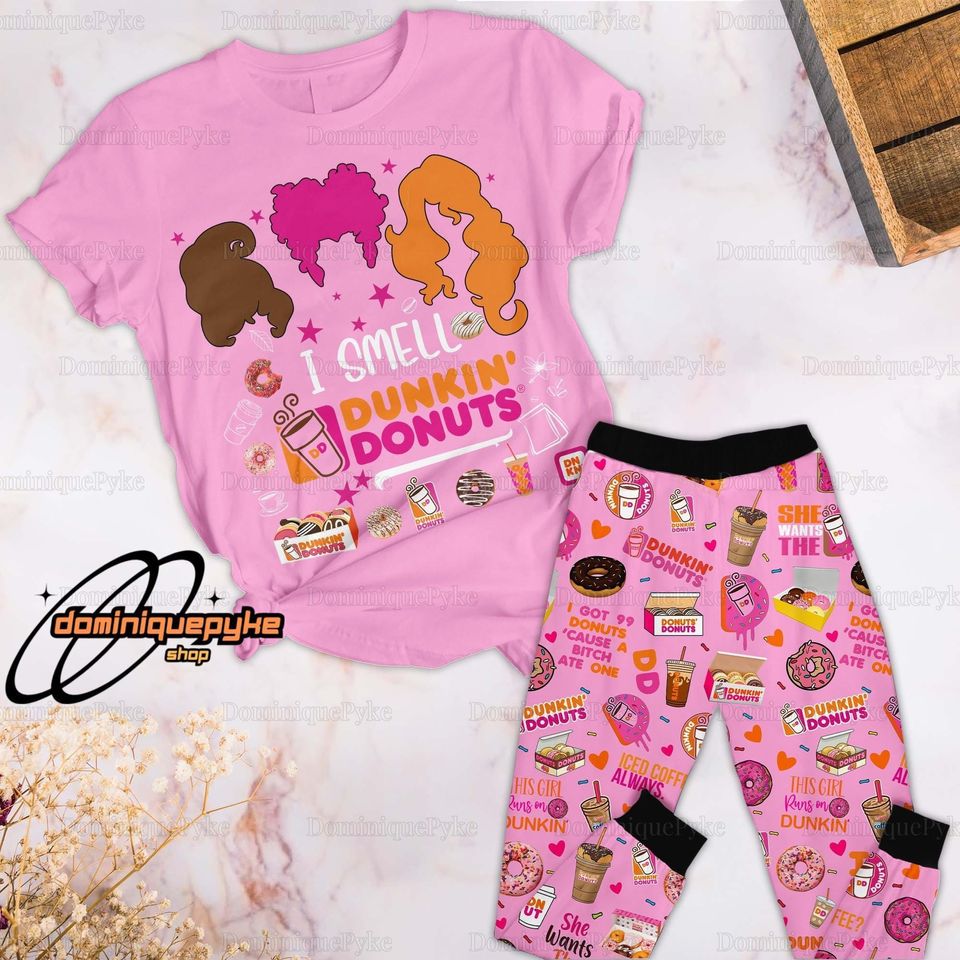 Halloween Dunkin Donuts T-Shirt And Pants, Hocus Pocus Pajamas, Dunkin Donuts Pajamas Set, Sanderson Sisters Shirt, Hocus Pocus Shirt
