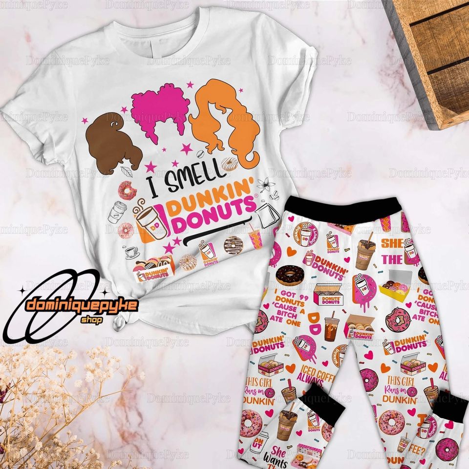 Halloween Dunkin Donuts T-Shirt And Pants, Hocus Pocus Pajamas, Dunkin Donuts Pajamas Set, Sanderson Sisters Shirt, Hocus Pocus Shirt