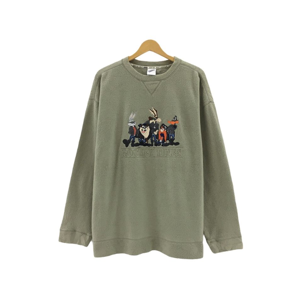 Rare!!! Looney Tunes Big Logo Spell Out Embroidery Sweatshirt Pullover