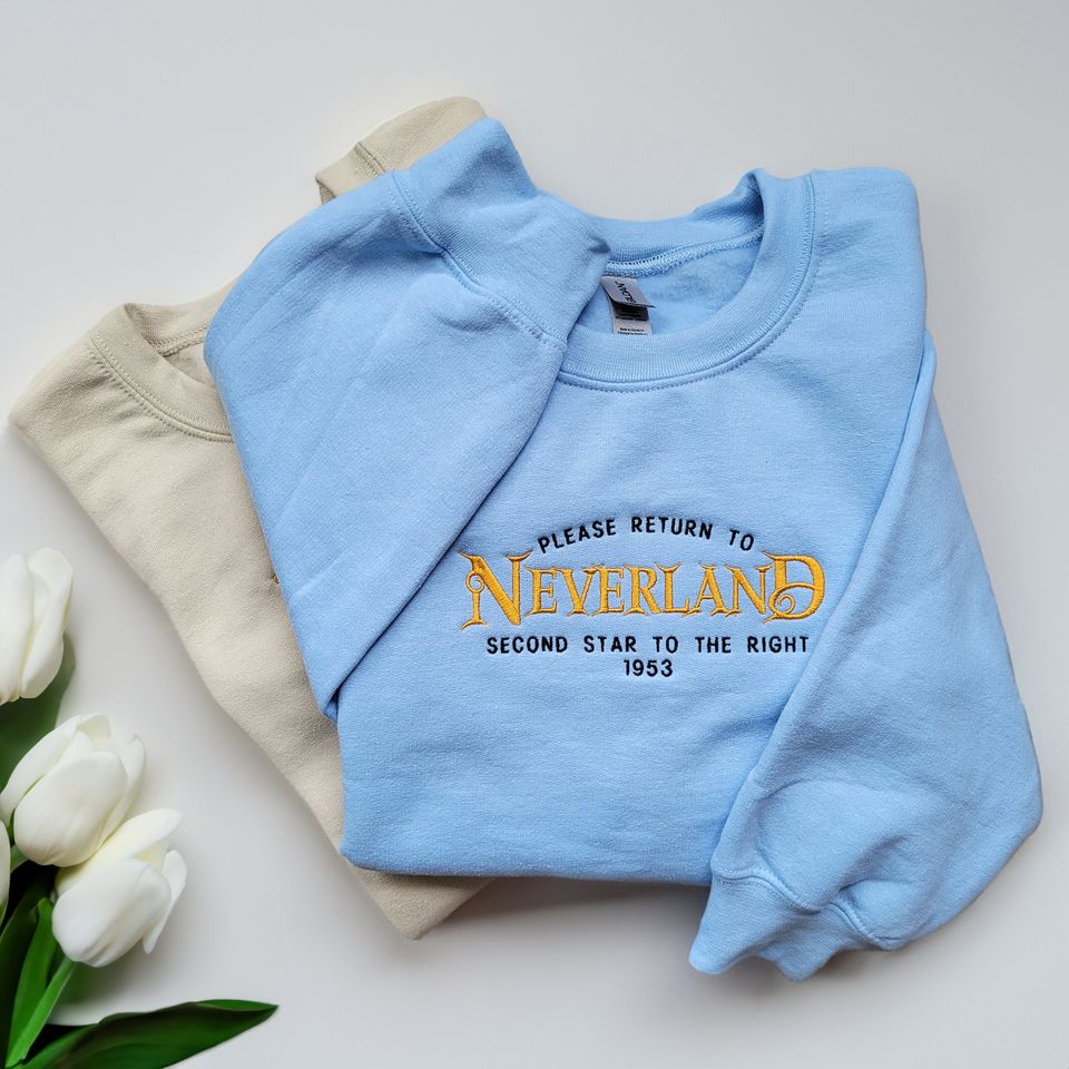 Peter Pan Neverland | Embroidered Gildan Crewneck Sweater