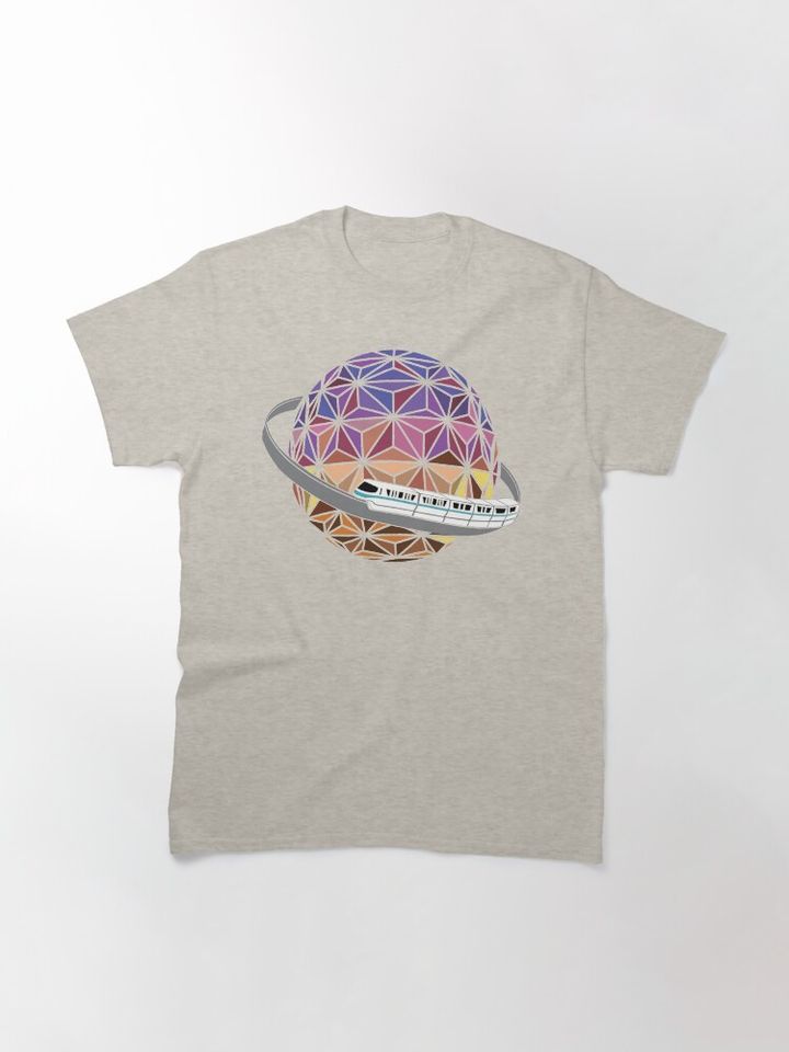 Spaceship Saturn With Teal Monorail Classic T-Shirt