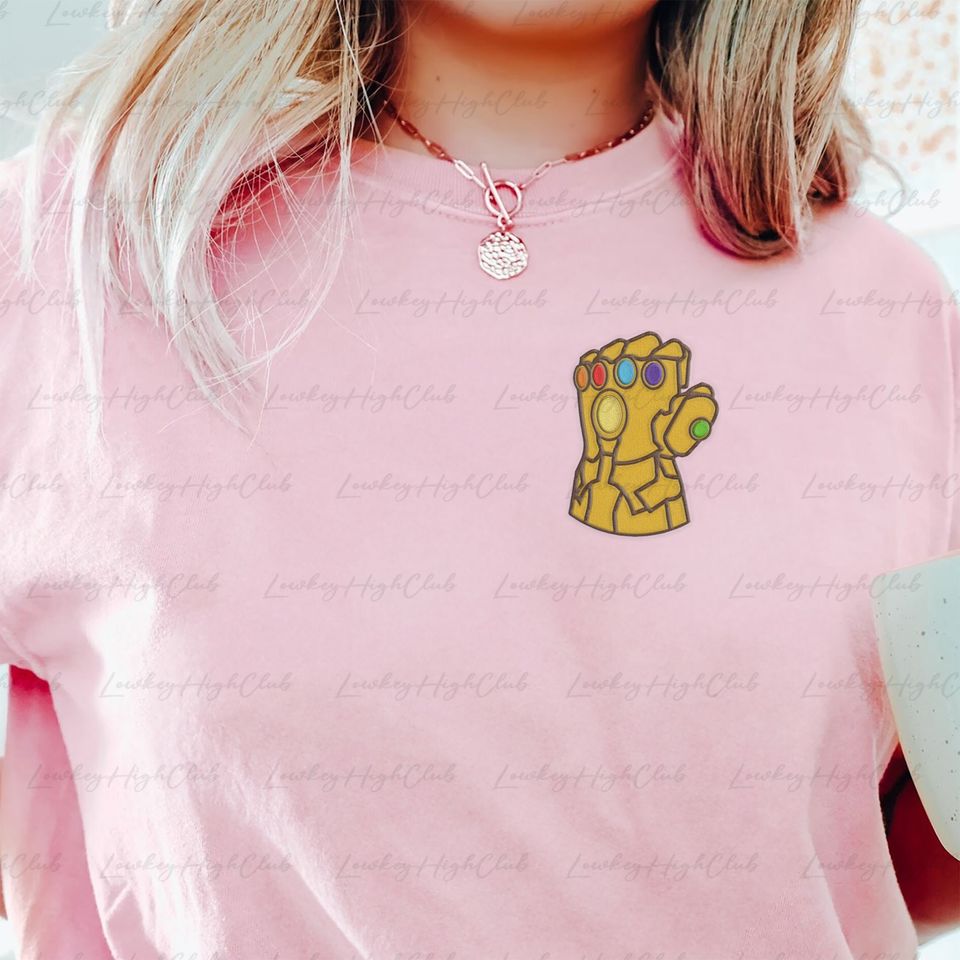 Thanos Infinity Gauntlet Embroidered Shirt, Thanos Snapping Embroidered Sweatshirt