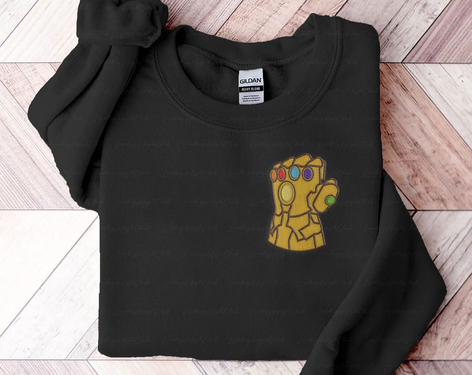 Thanos Infinity Gauntlet Embroidered Shirt, Thanos Snapping Embroidered Sweatshirt