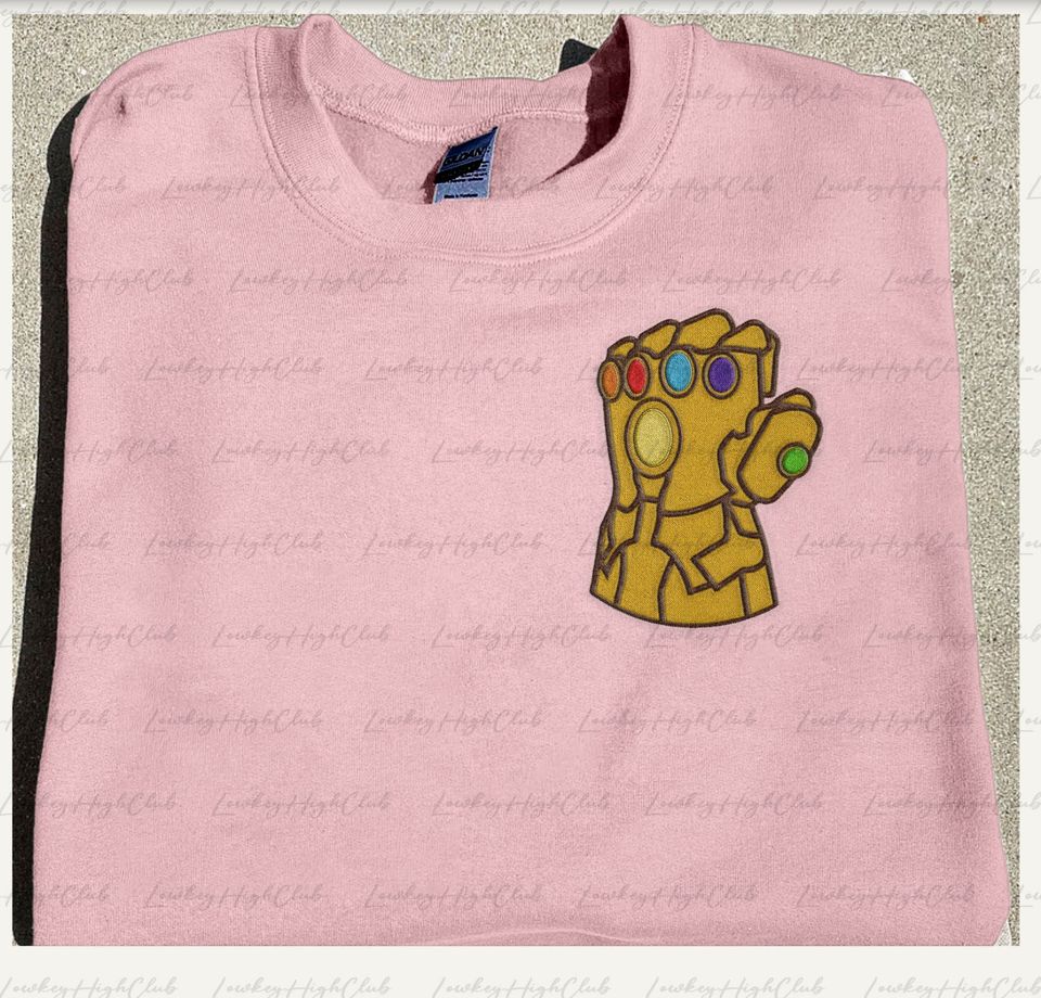 Thanos Infinity Gauntlet Embroidered Shirt, Thanos Snapping Embroidered Sweatshirt